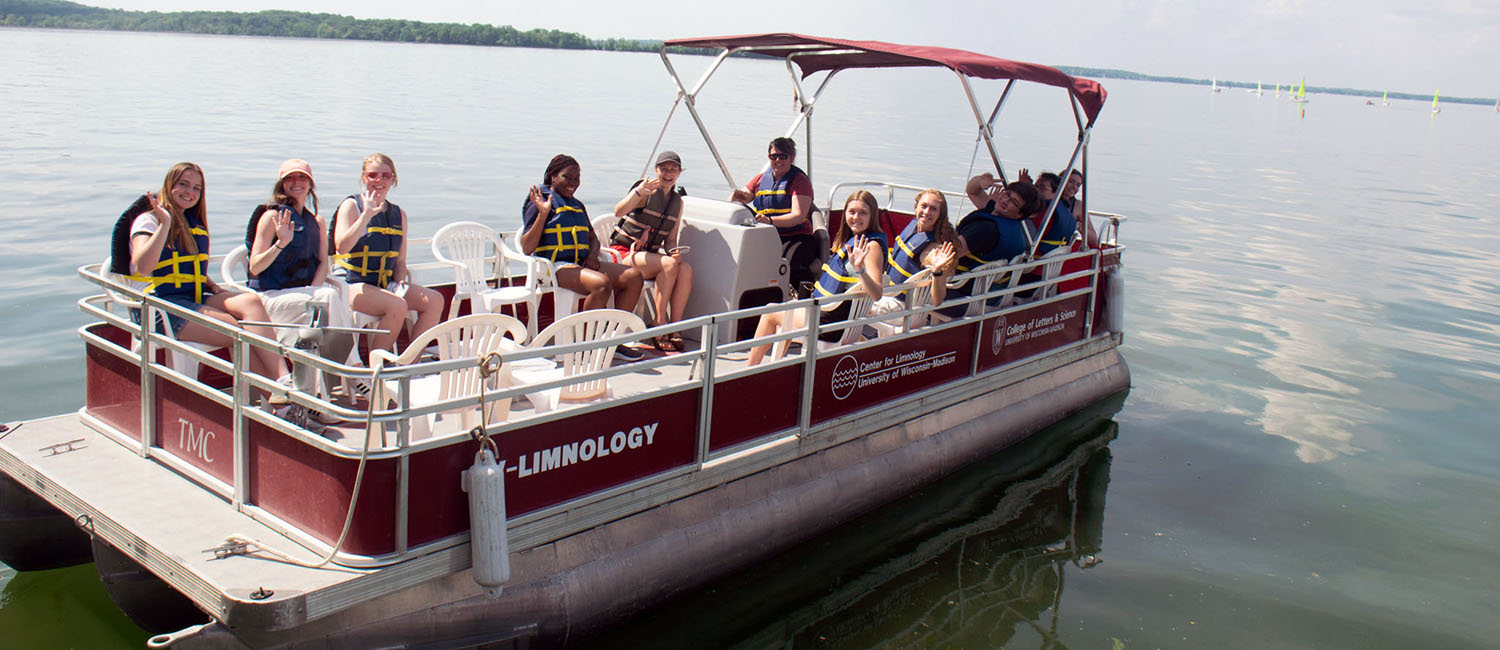 Students on boat from around the nation kicked off their summer of research in Wisconsin with orientation in Madison.